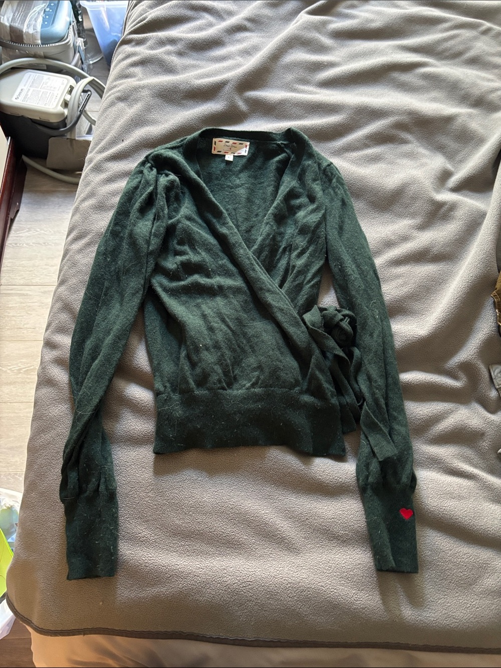 Women’s Dark Green Wrap Cardigan with Tie Waist